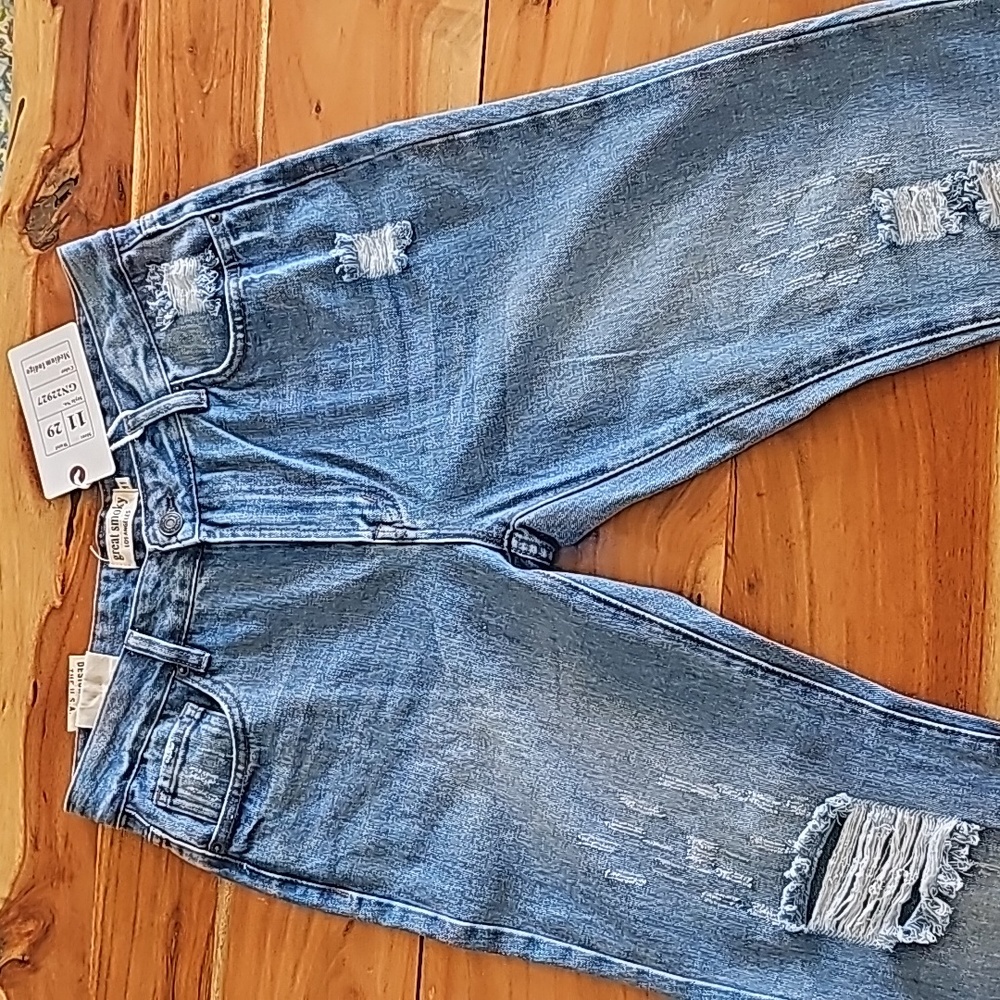 Great Smoky Los Angeles Straight High Rise Soft Fabric Distressed Jeans